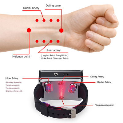 Zegarek na rękę do terapii światłem czerwonym, światło podczerwone do akupunktury o niskiej intensywności na kolano ramię nieżyt nosa ulga w bólu